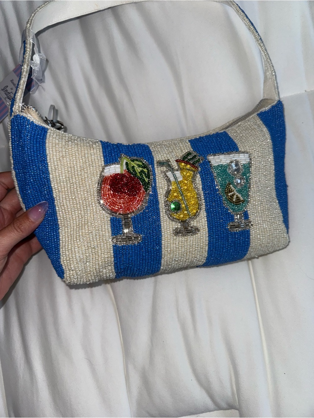 Cocktails Beaded Shoulder Bag Handmade in India New with Tags - Picture 3 of 16